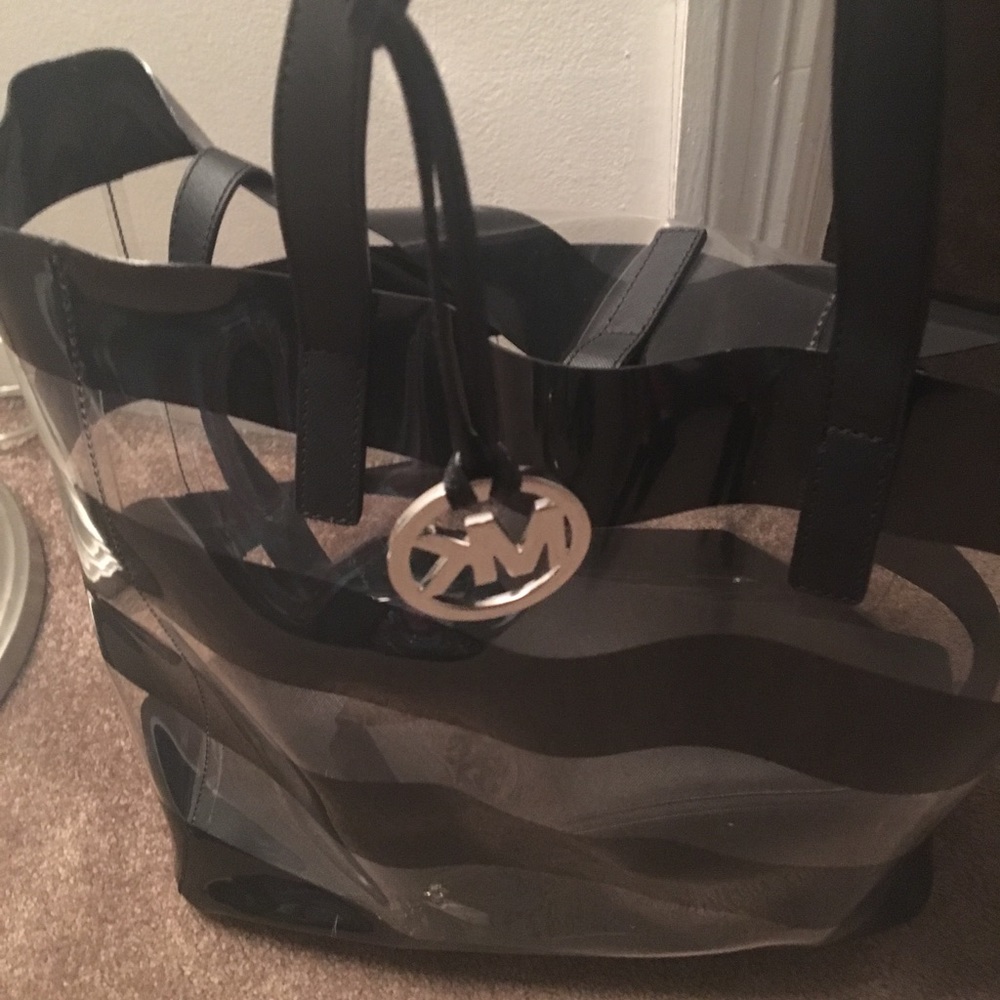 Mk clear bag with stripes,